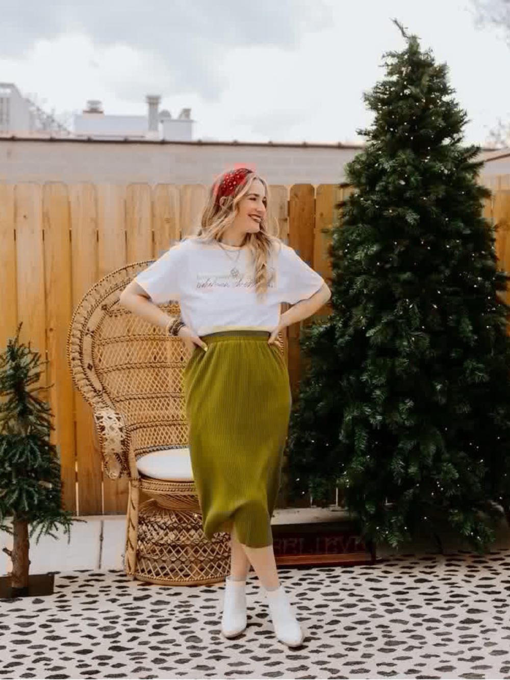 Olive Green Ribbed Midi Skirt - Women's Skirt